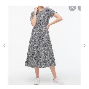 J. Crew Tiered MIDI Dress/ Navy Animal Print